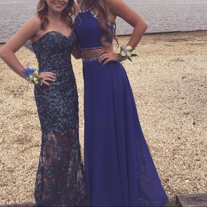 long 2 piece prom dress